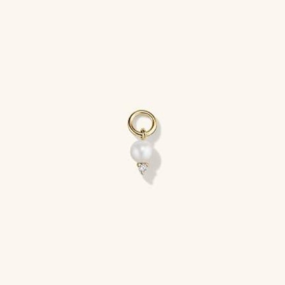 Mejuri 14K Gold Diamond and Pearl Hoop Charm (2 of them)